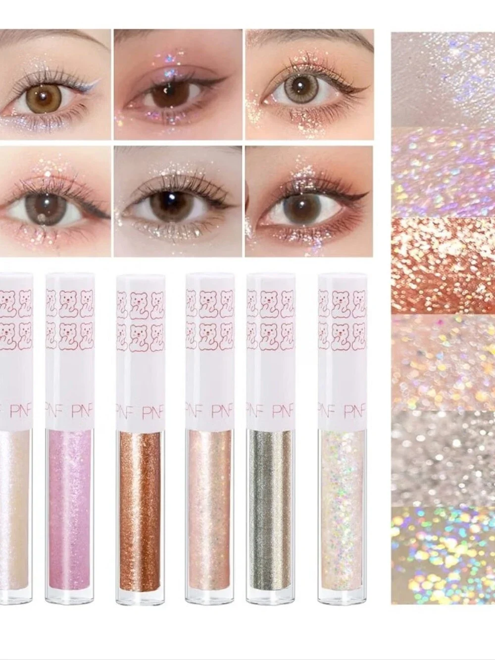 Iridescent Glitter Liquid Eyeshadow - Pink, Rose Gold, Silver, Bronze, Opal
